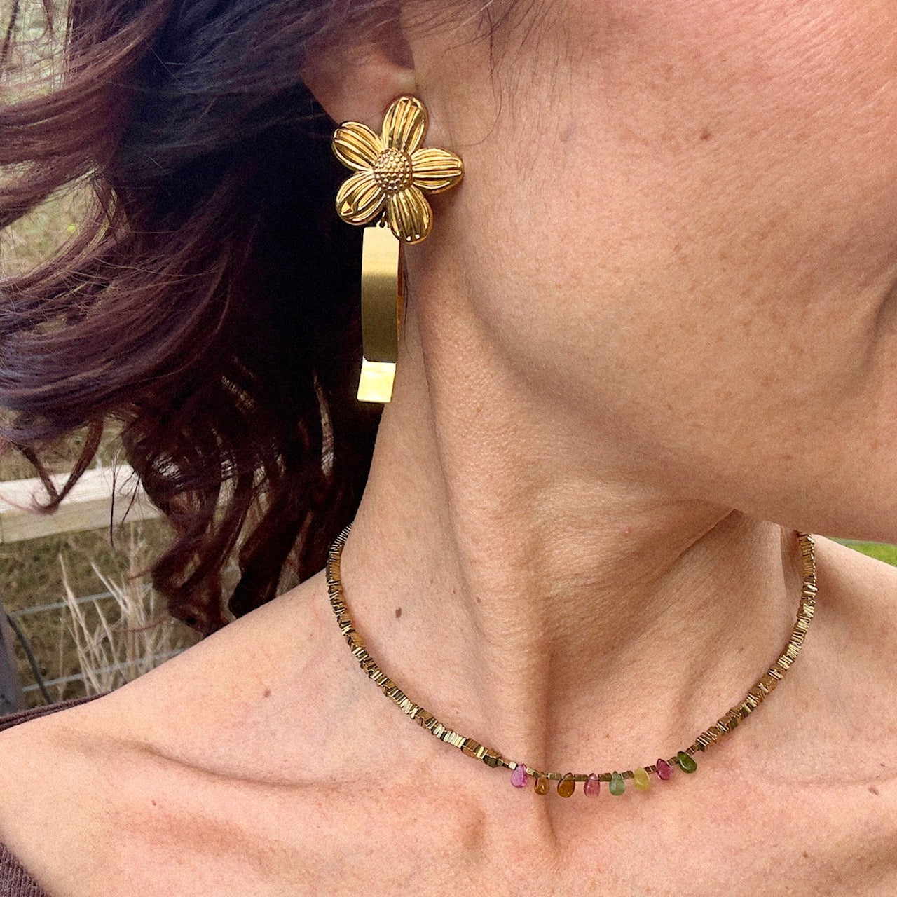 MAD SO CREATION Marguerite boucles d'oreilles clip fleur non percées