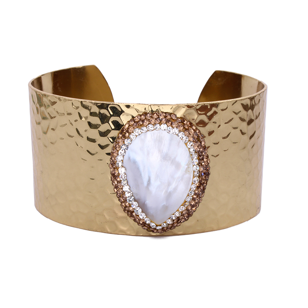 Hypnochic Bracelets Jonc Strass Pierre doré martelé