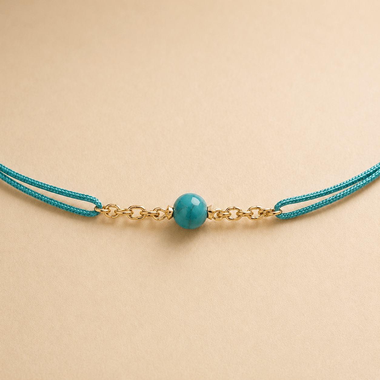Ô PLUM Mini Turquoise bracelet cordon plaqué or