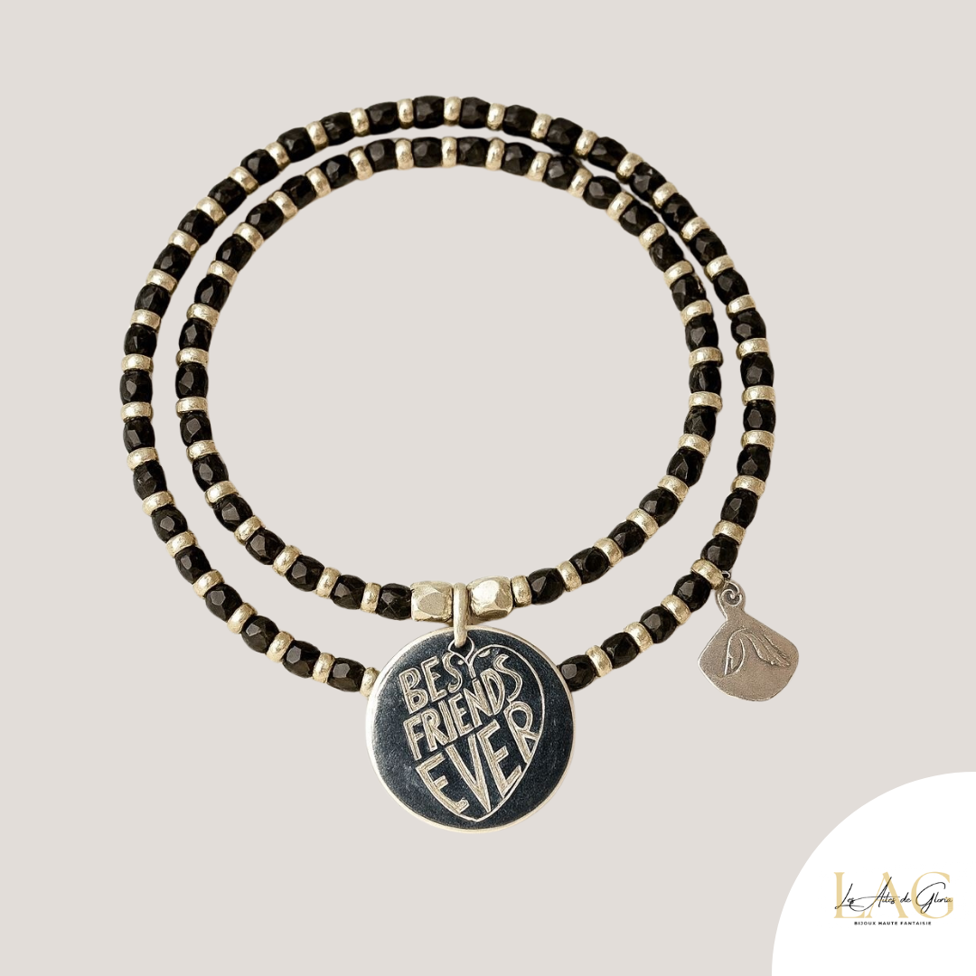 Les Ailes de Gloria Mantra Best Friends Ever bracelet gravé