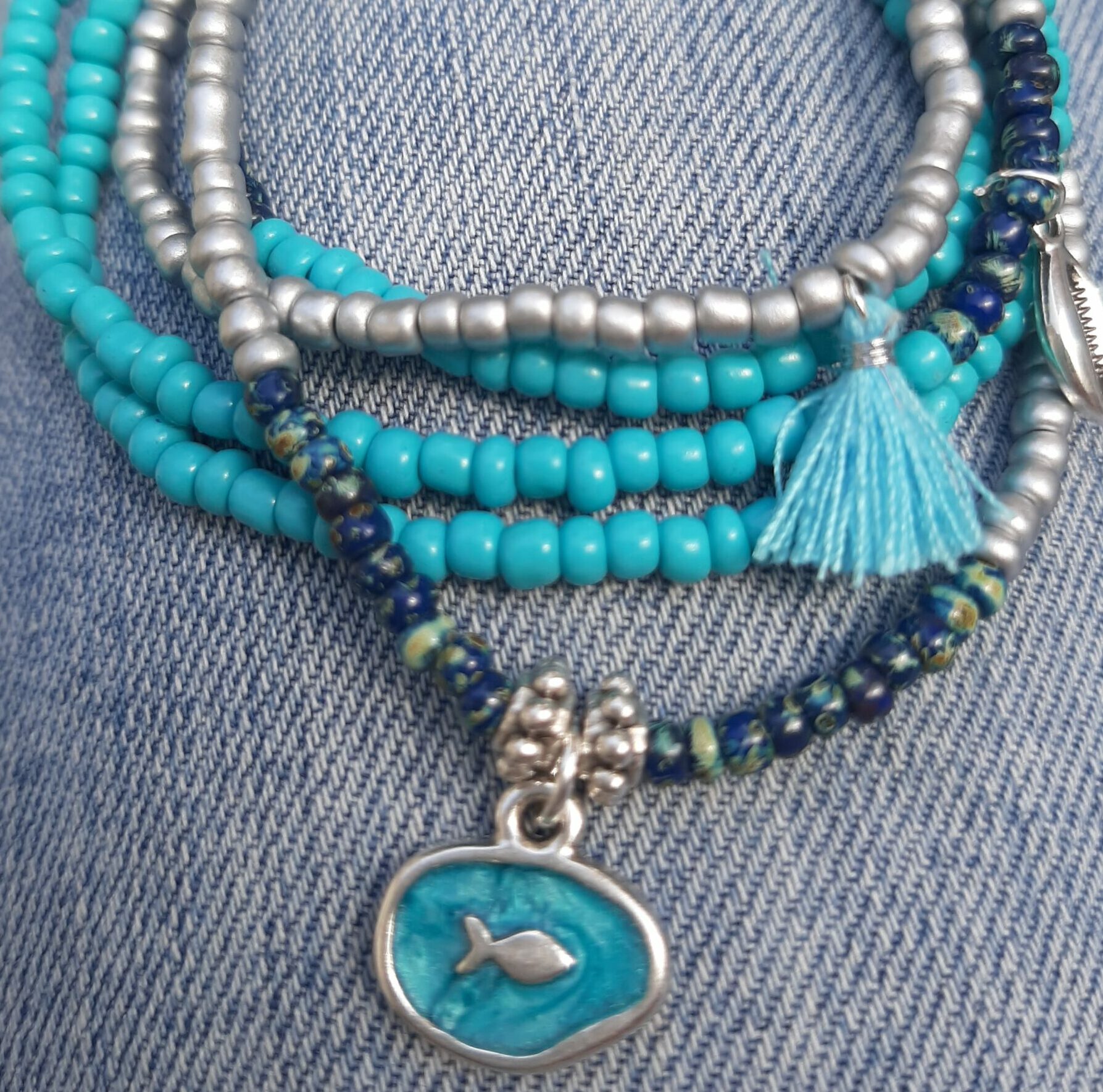 Les Ailes de Gloria XXL Fish Purple bracelet multirangs violet
