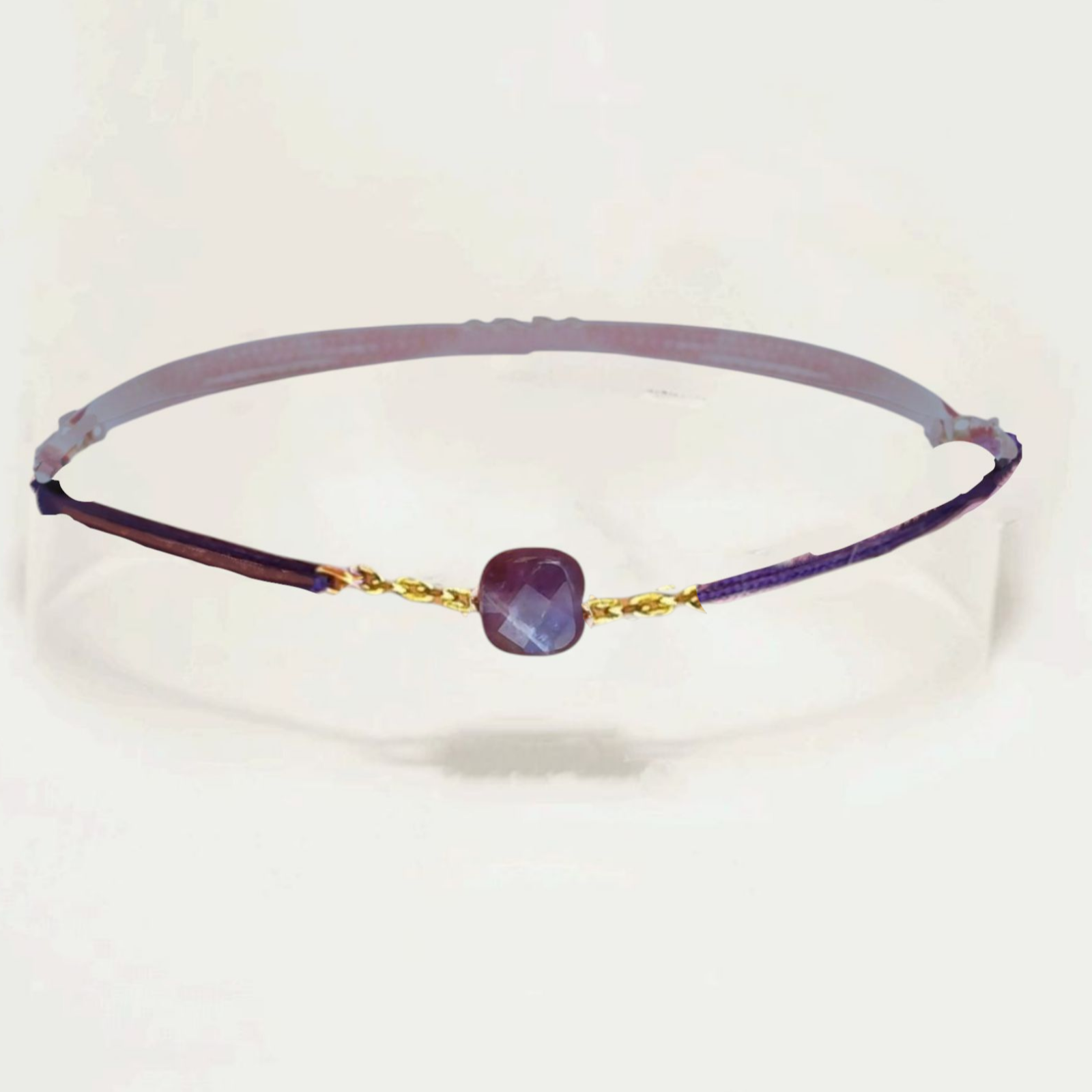 Ô PLUM Améthyste bracelet cordon plaqué or foncée