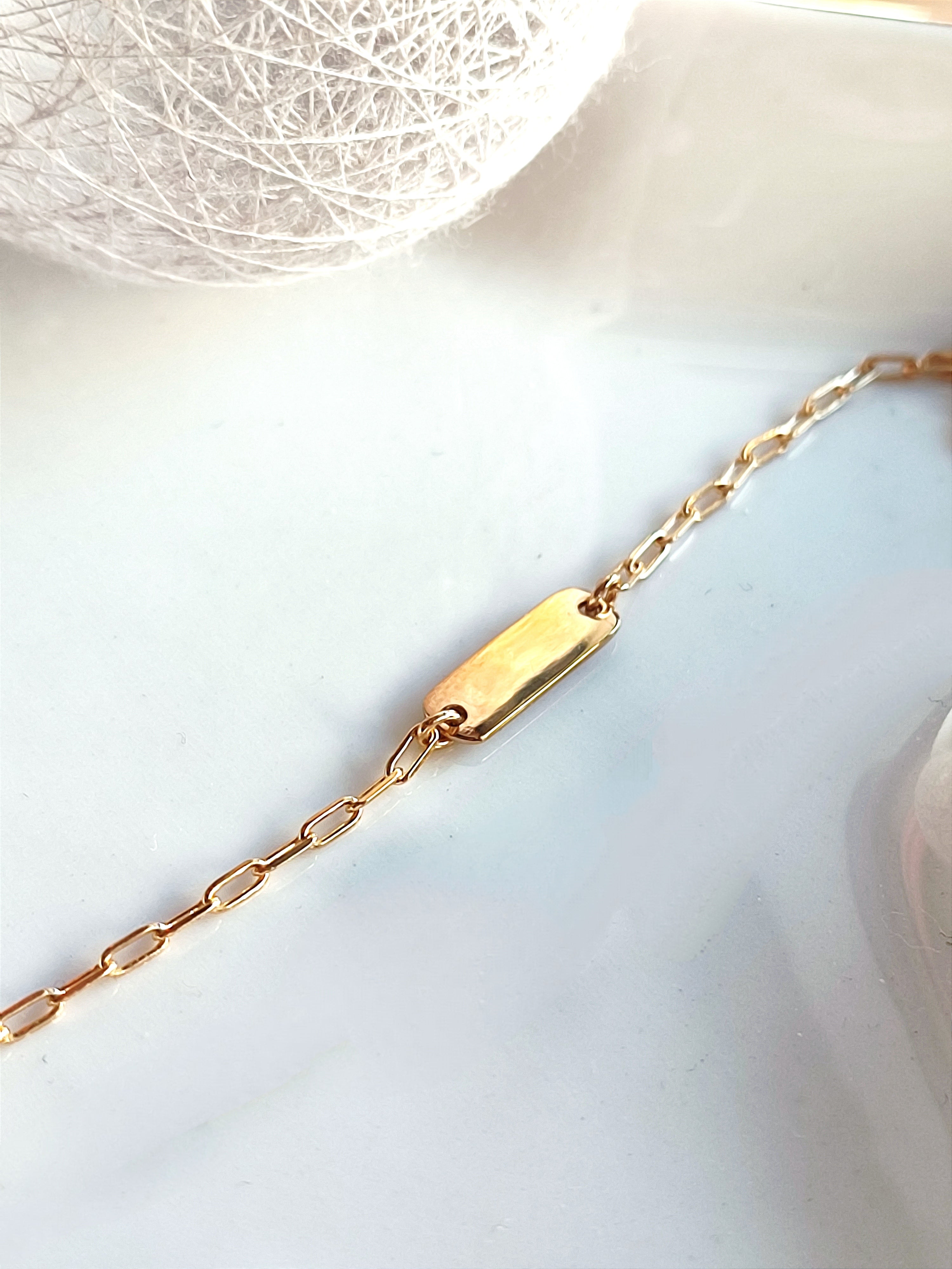 Ô PLUM Gourmette Bracelet Plaqué Or 13/16 cm Gravable