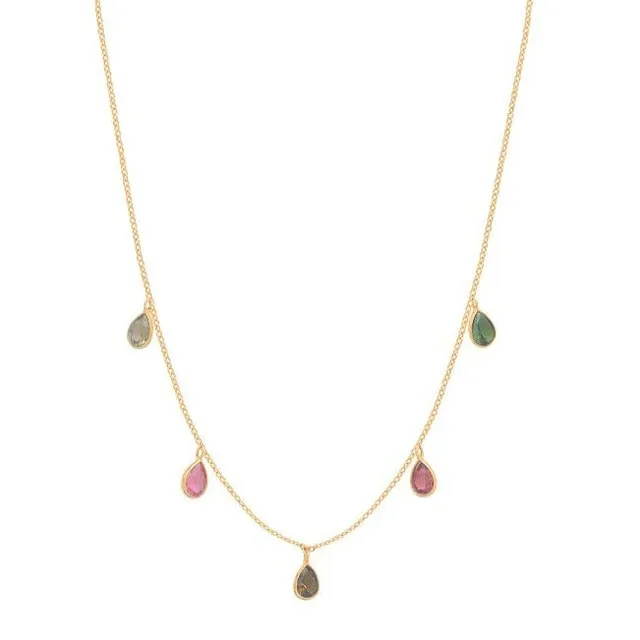 Leticia Ponti Sara collier tourmaline plaqué or 38 cm