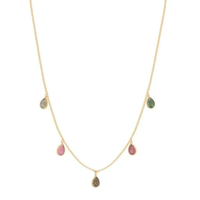 Leticia Ponti Sara collier tourmaline plaqué or 38 cm