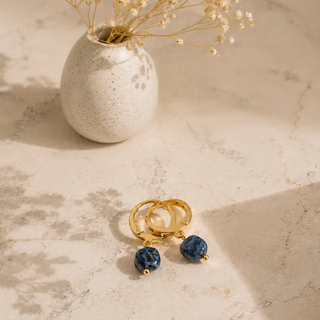 Ô Plum Charlie boucles créoles sodalite plaqué or