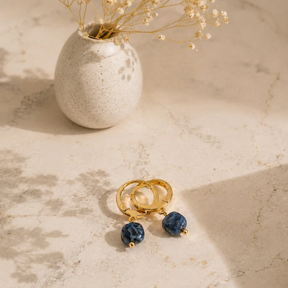 Ô Plum Charlie boucles créoles sodalite plaqué or