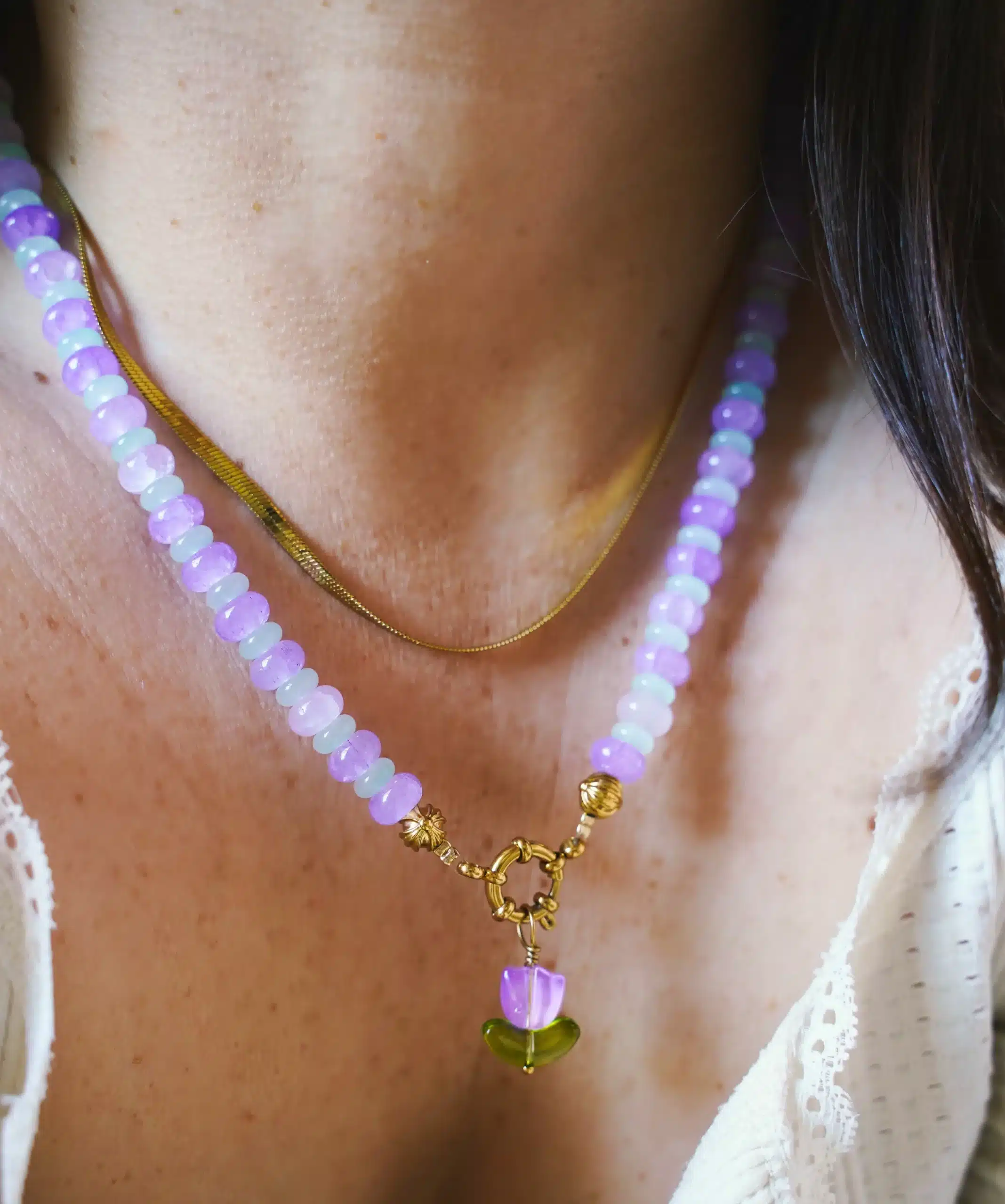 Pachanana Lavender Collier acier inoxydable anti-allergique