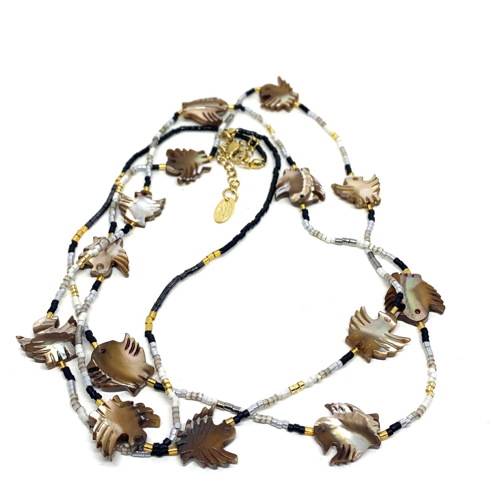 HYPNOCHIC TOTEM sautoir long nacré oiseau perles Miyuki