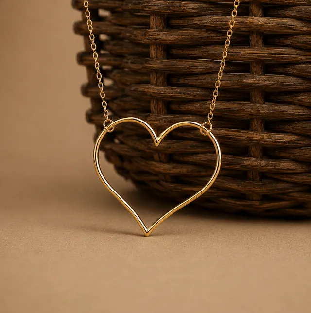 Ô PLUM ENA Cœur collier plaqué or cœur ajouré 42/45 cm
