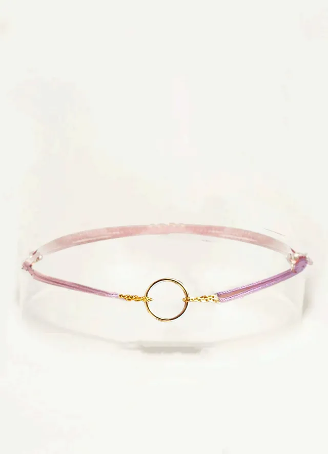 Ô PLUM Anneau bracelet cordon vert foncé plaqué or