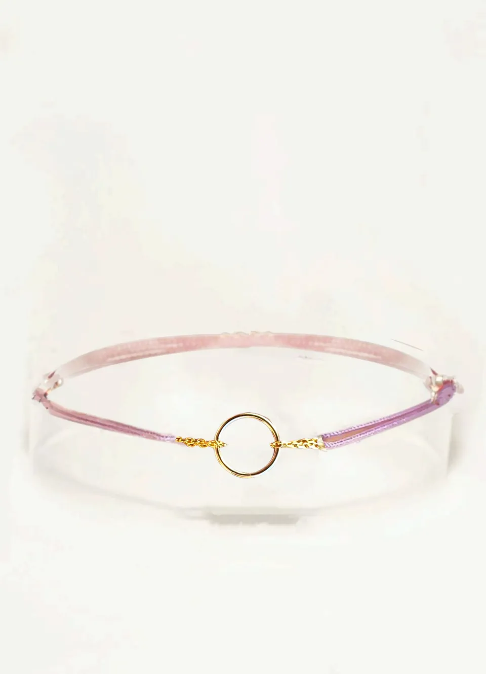 Ô PLUM Anneau bracelet cordon vert foncé plaqué or