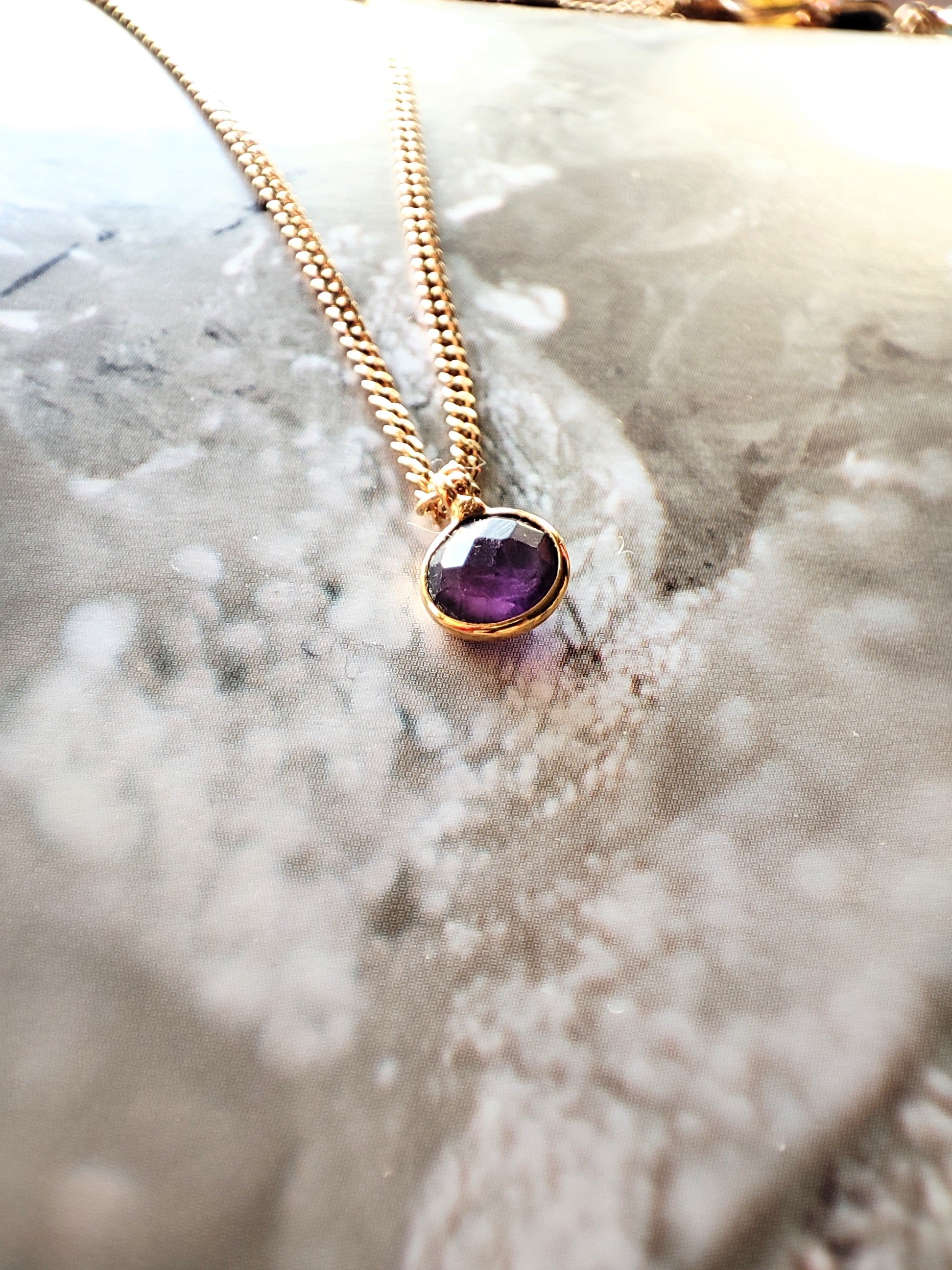 Ô PLUM Léonie Collier Améthyste Plaqué Or 39/42 cm