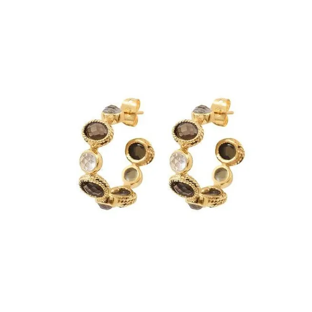 Leticia Ponti Charlotte créoles cristal quartz fumé 22 mm