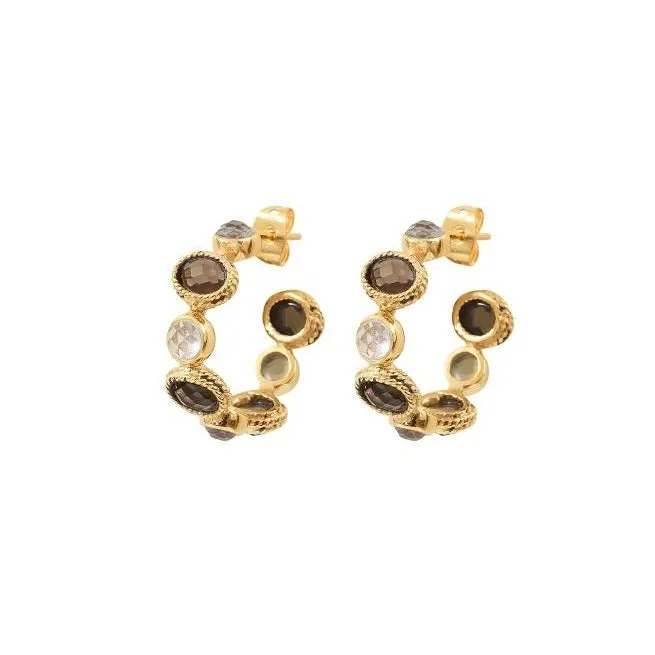 Leticia Ponti Charlotte créoles cristal quartz fumé 22 mm