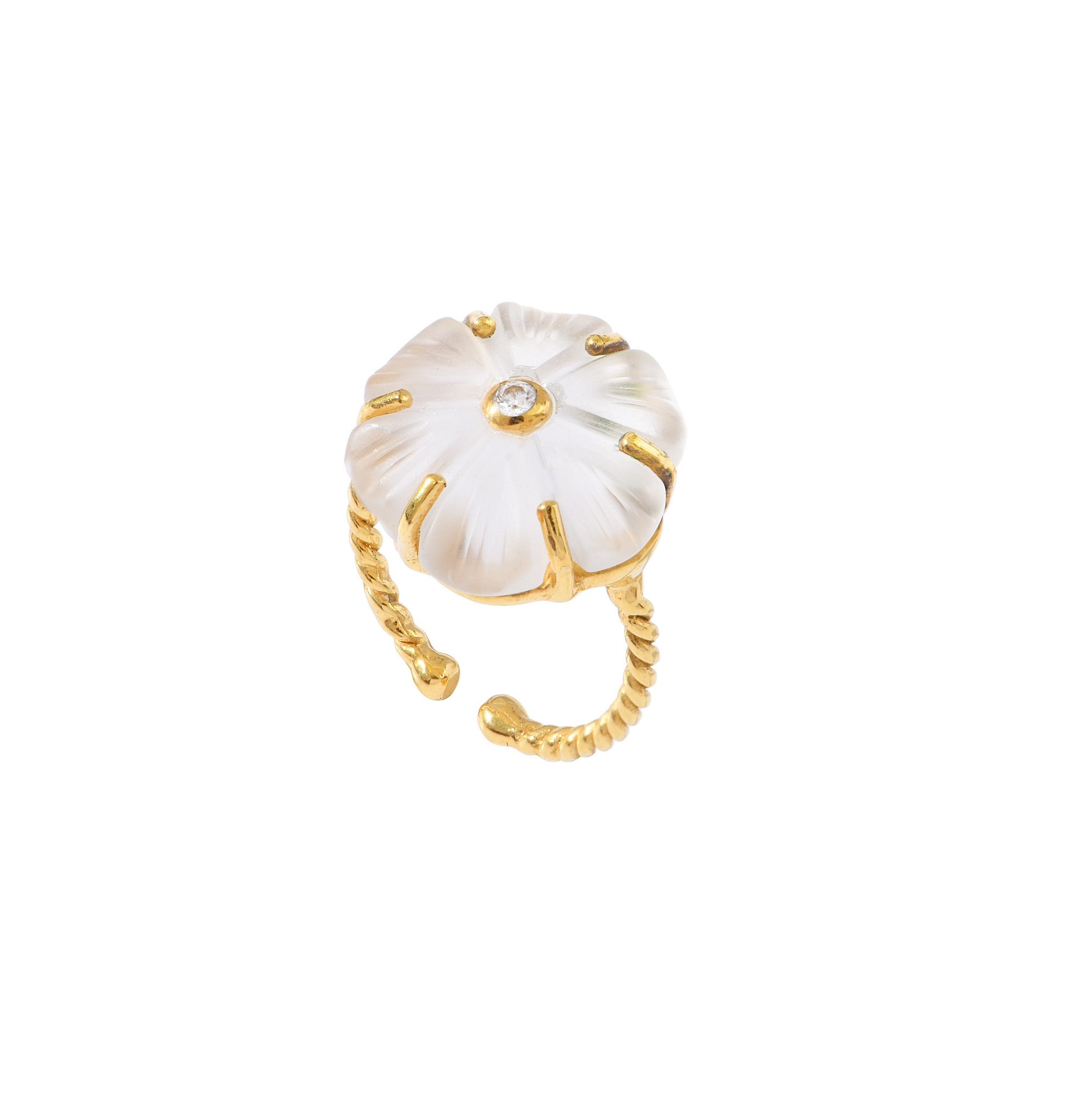 Leticia Ponti Iris bague fleur cristal apatite verte ajustable