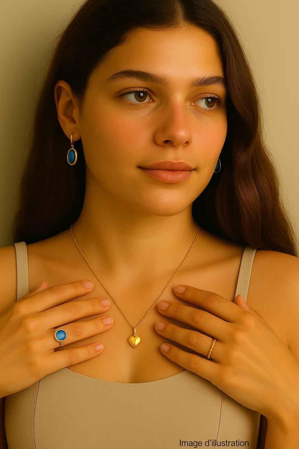 L'Atelier d'Azur Pendentif Coeur or jaune 18 carats 8 mm chaîne