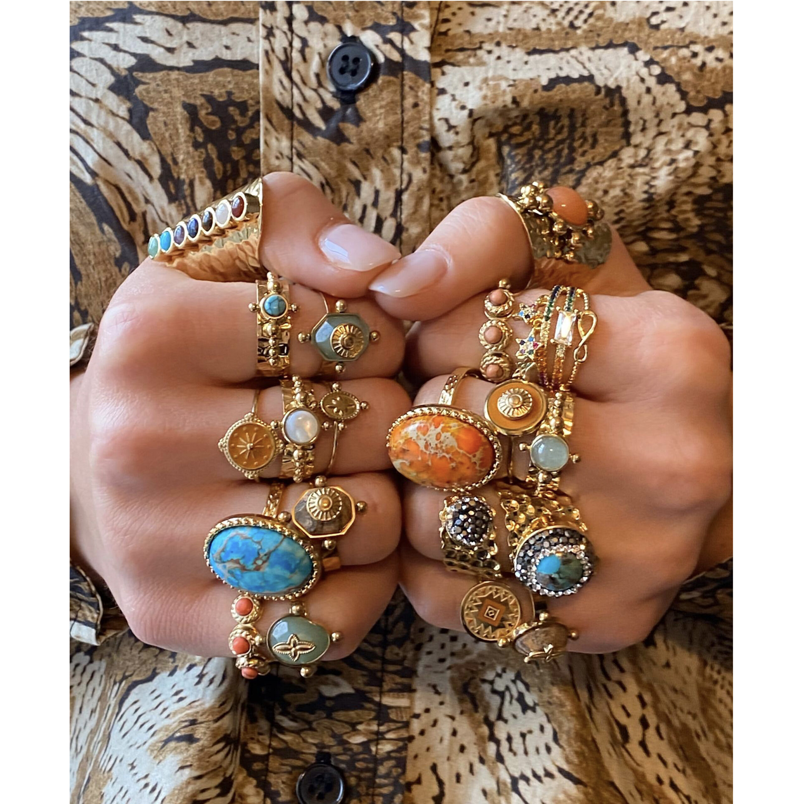 Hypnochic Bohème bague ajustable pierre sans nickel