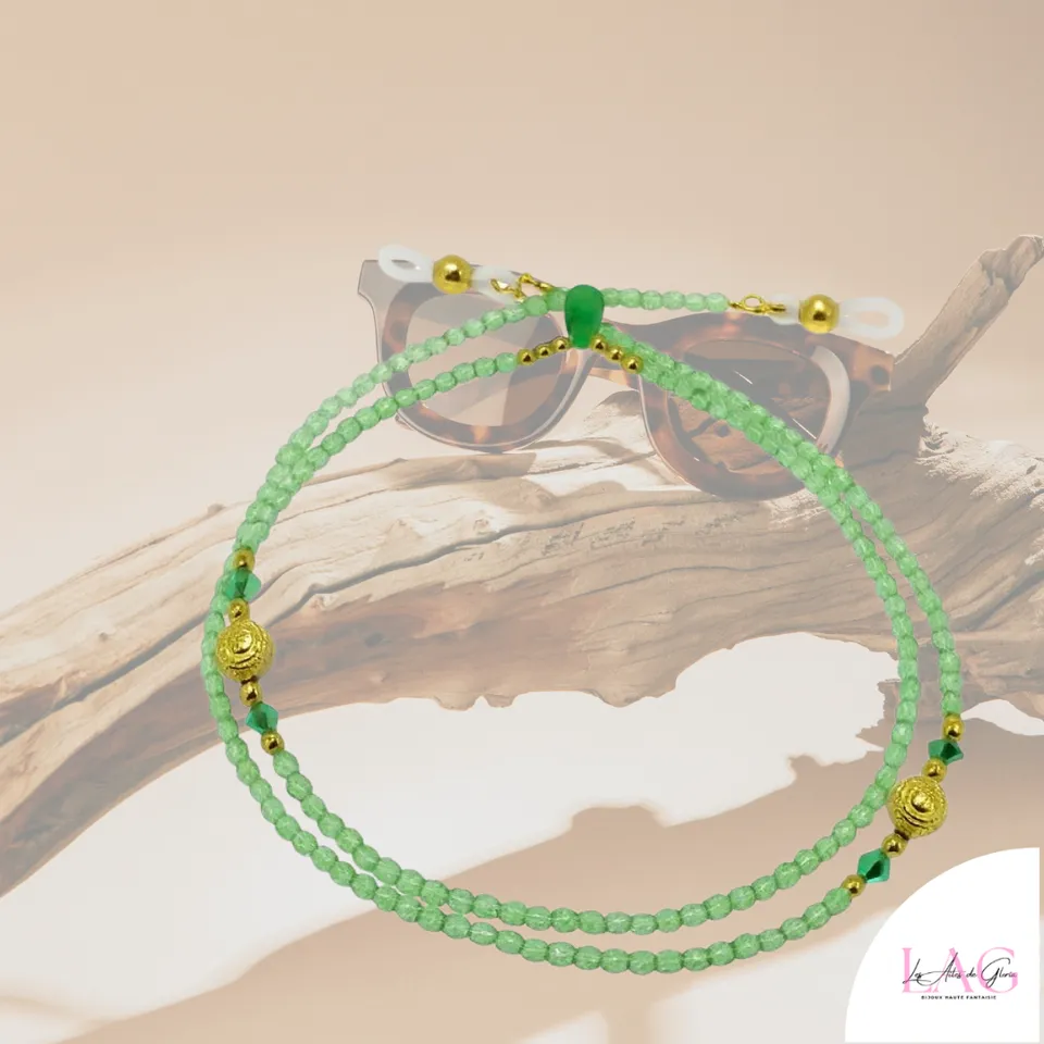 Les Ailes de Gloria Chaîne de Lunettes Green Vibes verte fantaisie