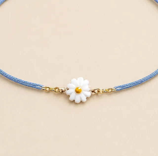 Ô PLUM Bracelet Cordon Marguerite Nacre bracelet fil rose pâle
