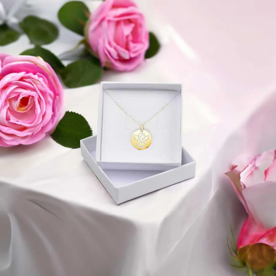 L'Atelier d'Azur Médaille Ange or jaune 9 carats chaîne 45 cm