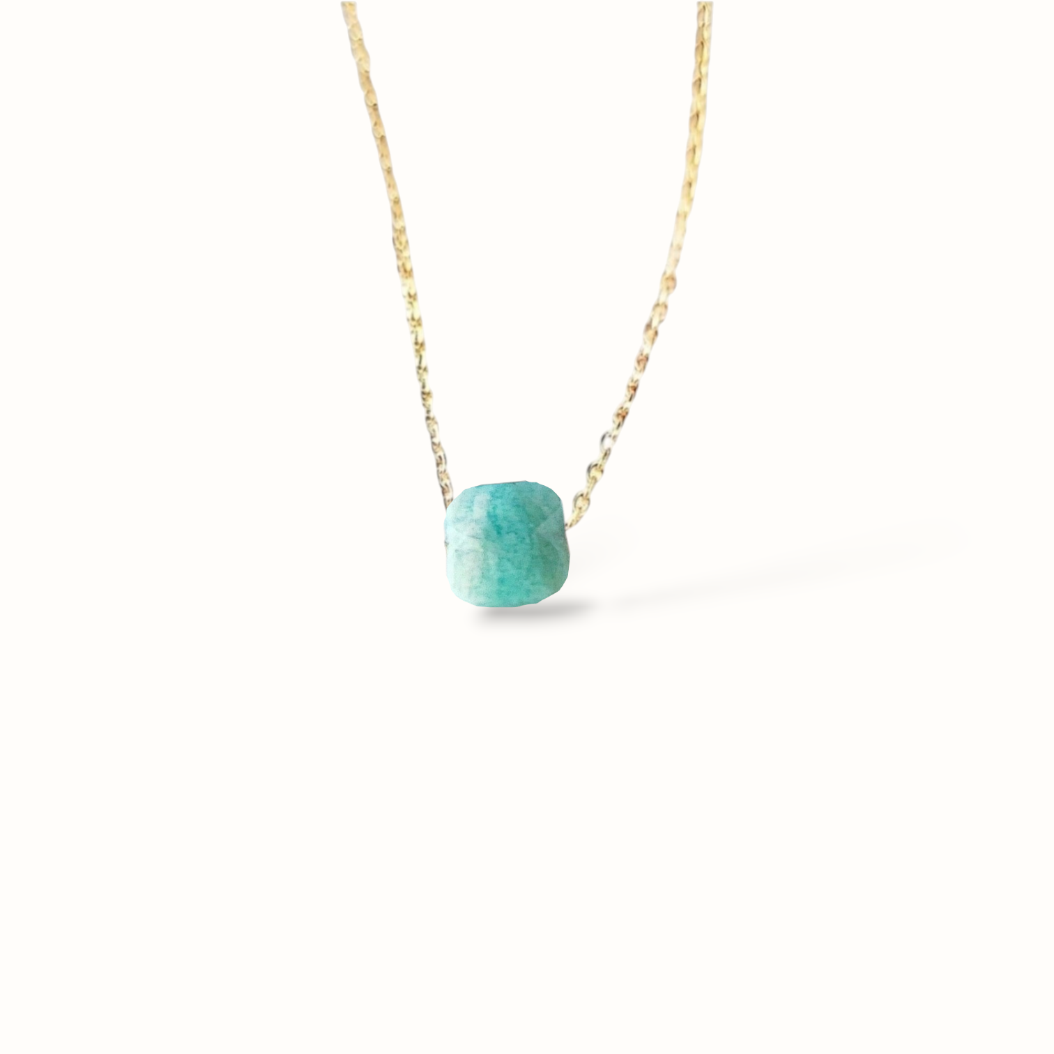 Ô Plum Shenaa collier amazonite plaqué or 42/45 cm