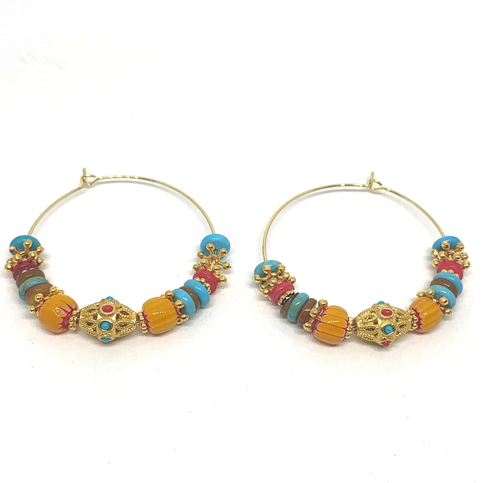 Hypnochic Lina boucles d'oreilles créoles multi-couleurs 4 cm