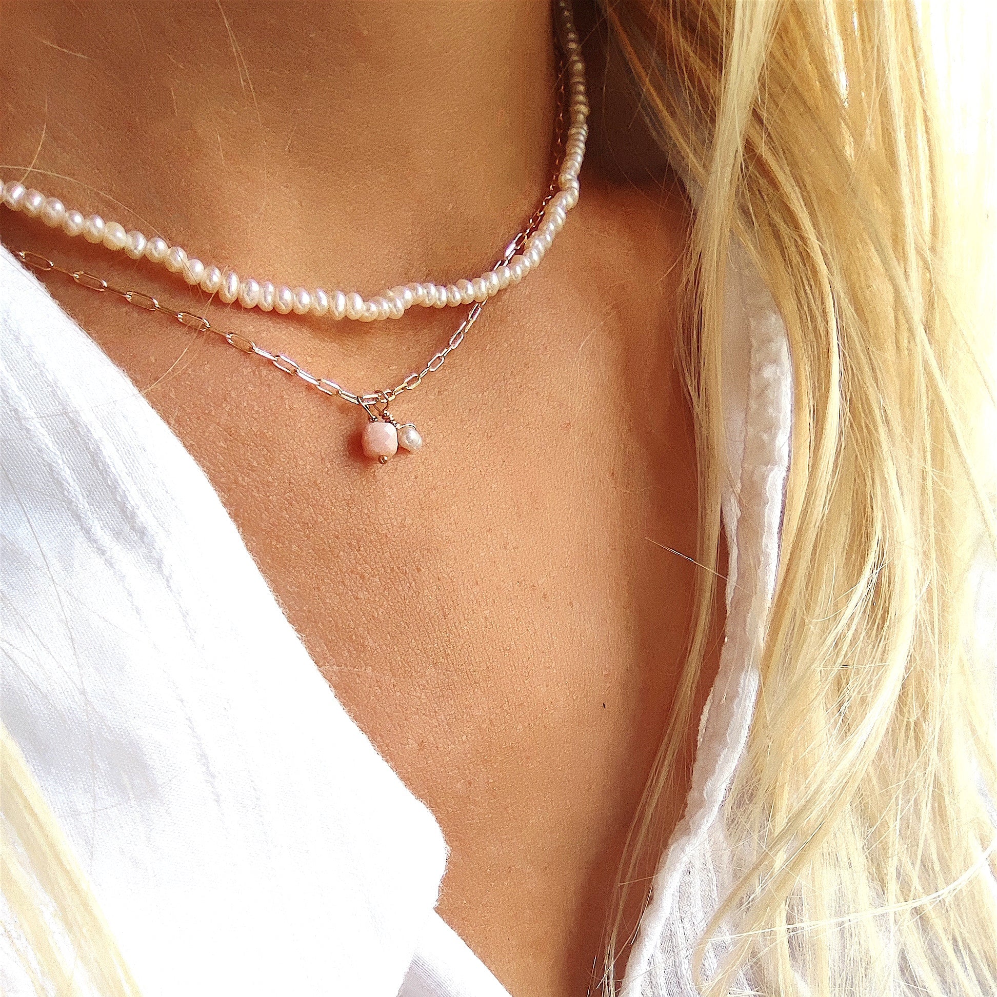 Ô PLUM Collier INES Opale perle plaqué or