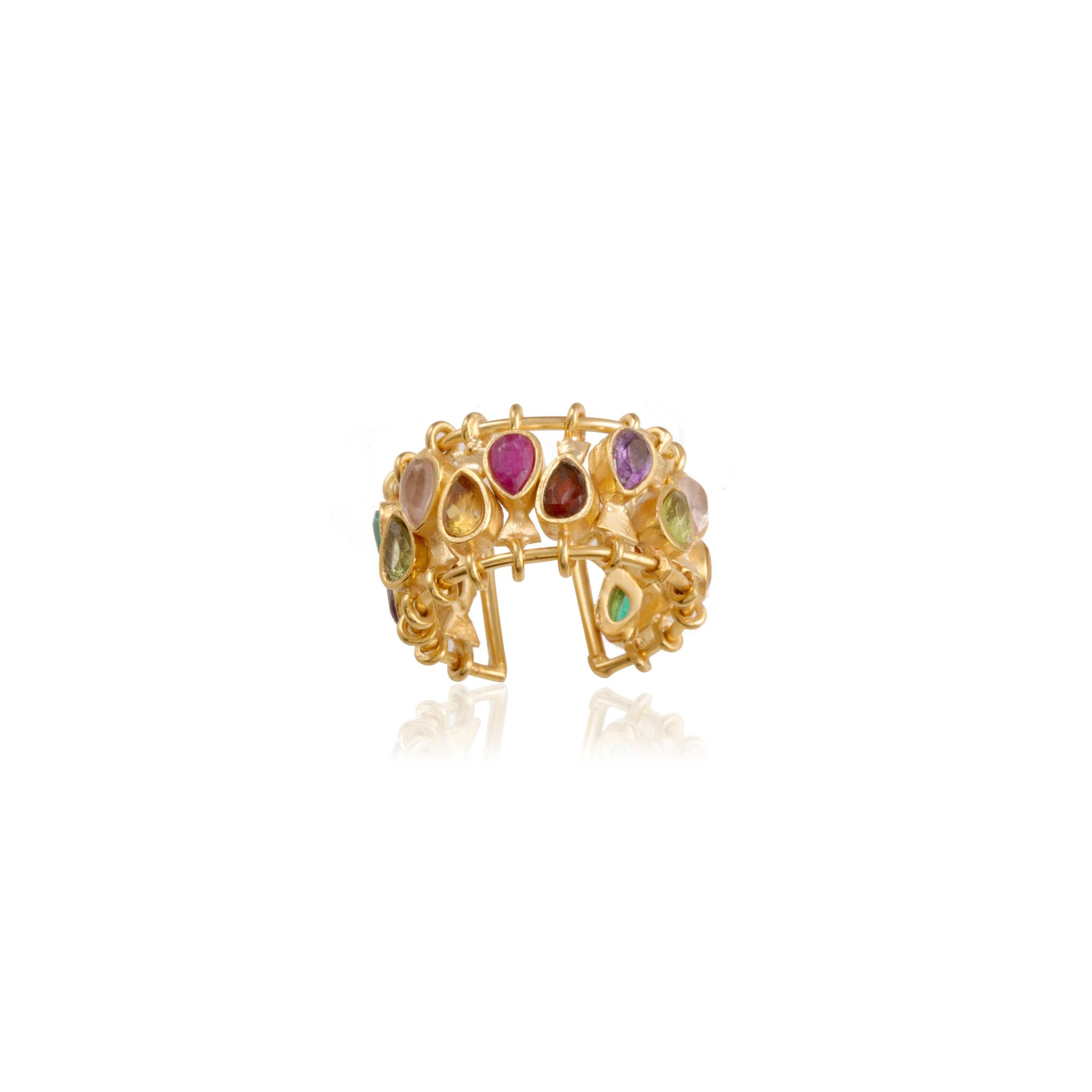 Leticia Ponti Mady bague large grenat ajustable