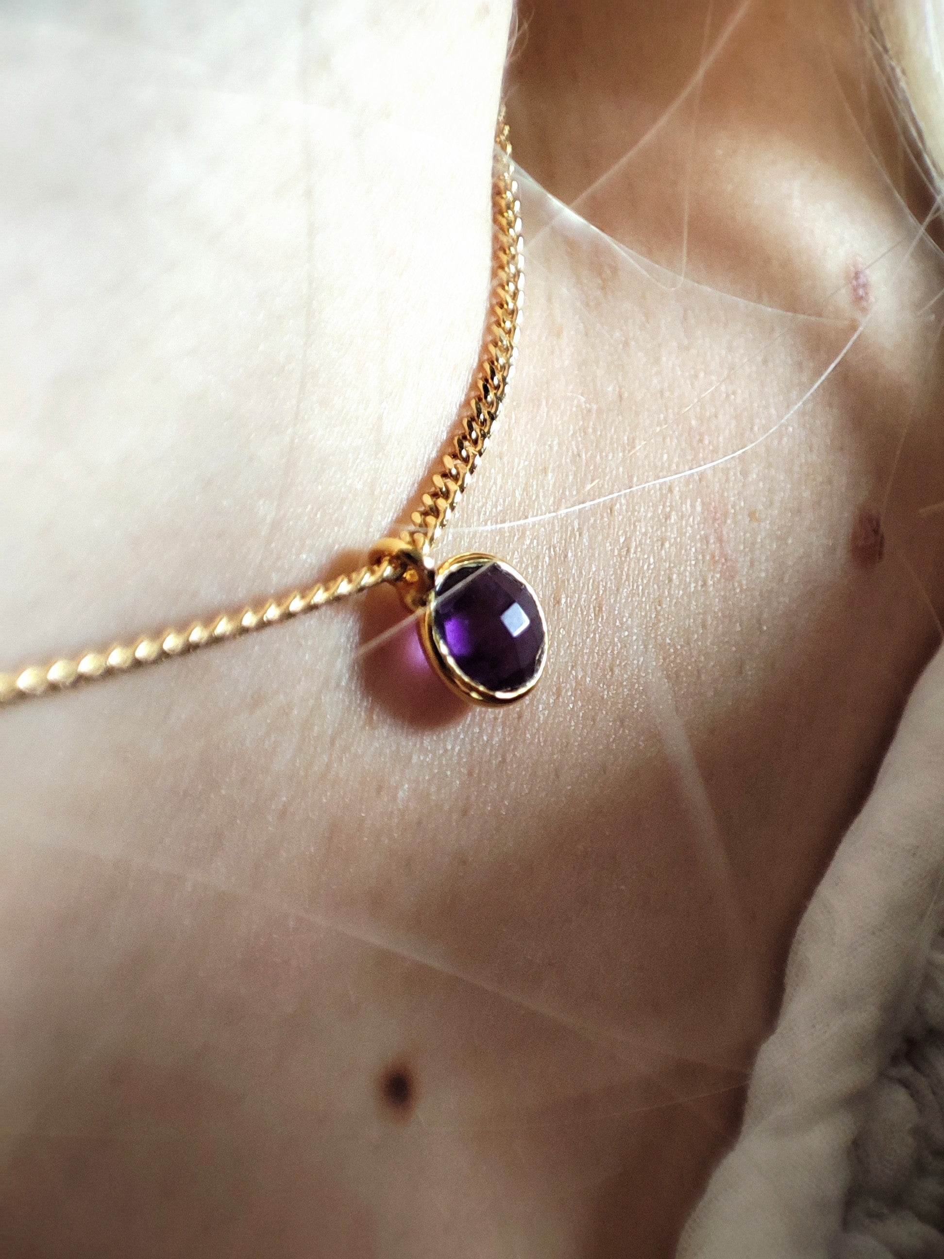 Ô PLUM Léonie Collier Améthyste Plaqué Or 39/42 cm