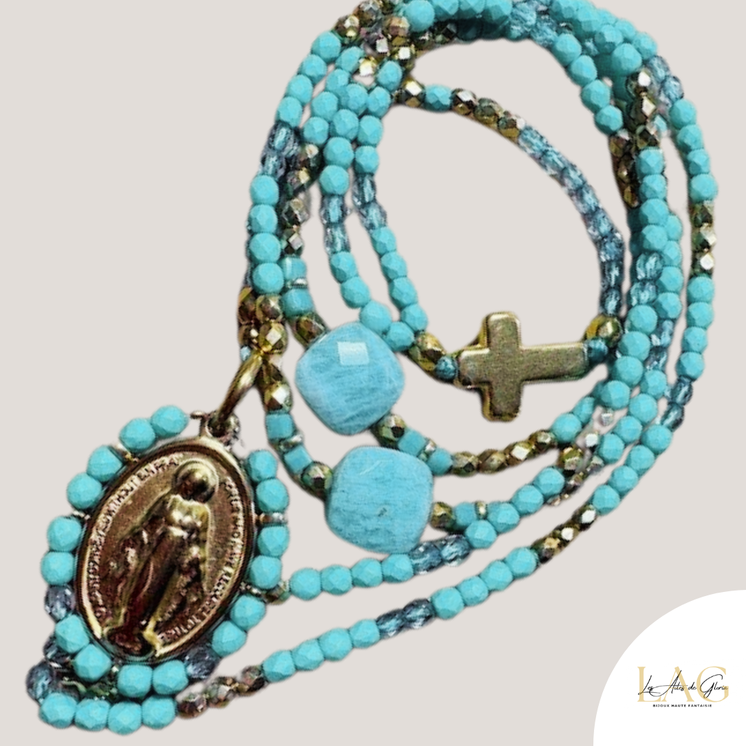 Les Ailes de Gloria Laguna collier chapelet sautoir long femme