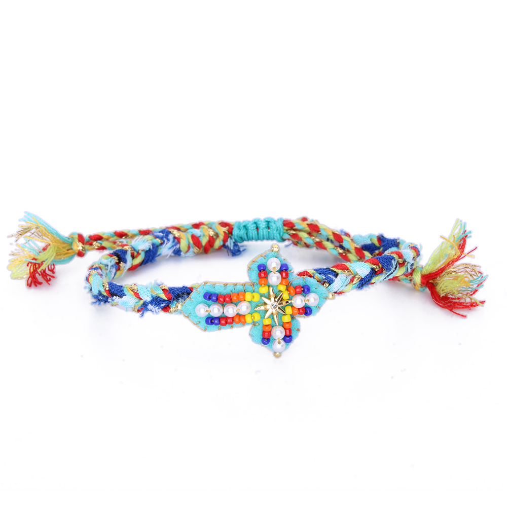 HYPNOCHIC Bracelets Baby Marta bracelet tressé fleur croix multicolore