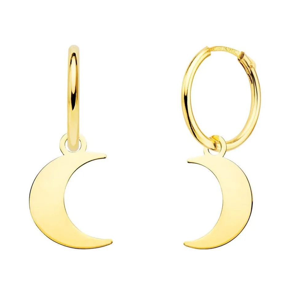 L'Atelier d'Azur Créoles boucles d'oreilles or 18 carats lunes pendantes