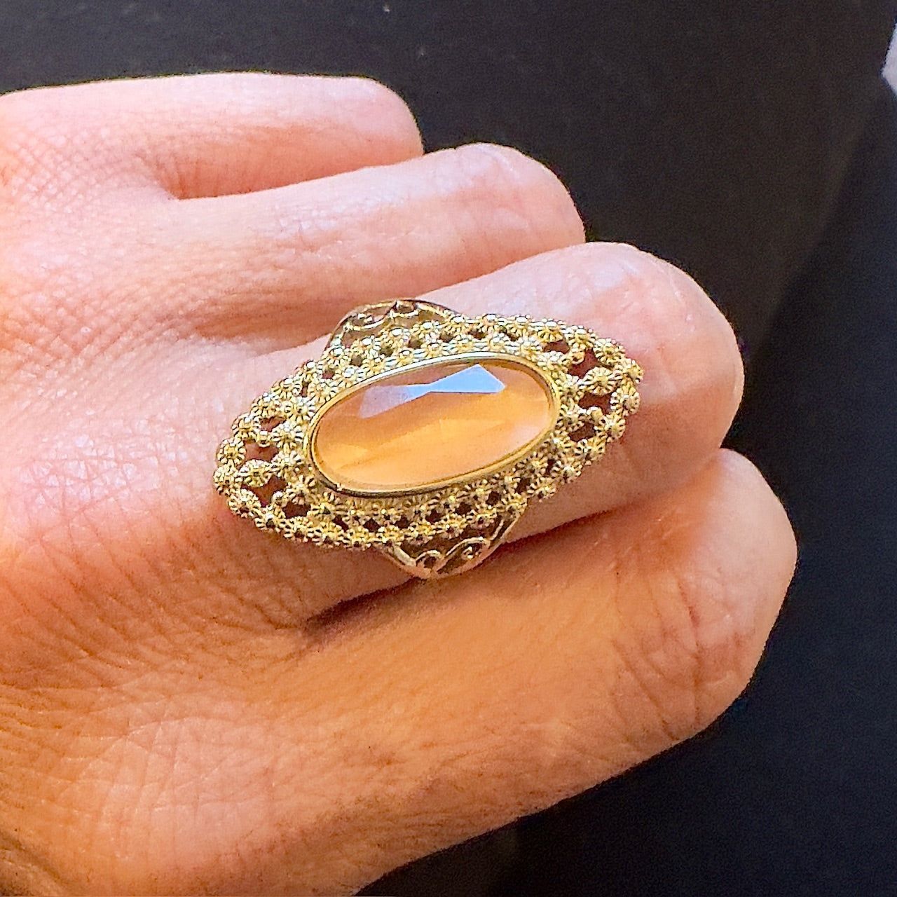MAD SO CREATION Thyssia bague orange œil de chat T52-58