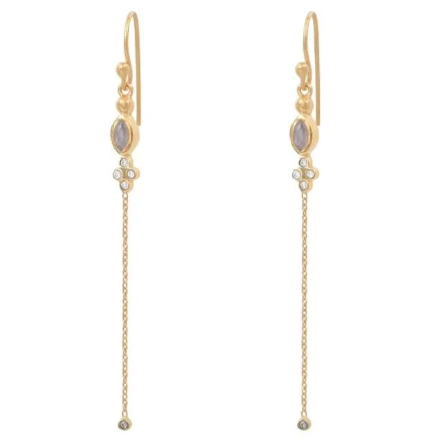 Leticia Ponti Marquise boucles d'oreilles pierre de lune 7 cm