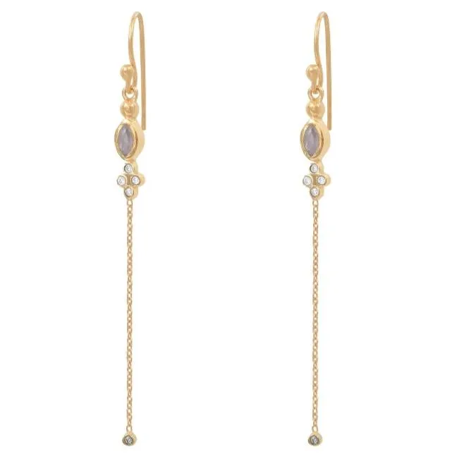 Leticia Ponti Marquise boucles d'oreilles pierre de lune 7 cm