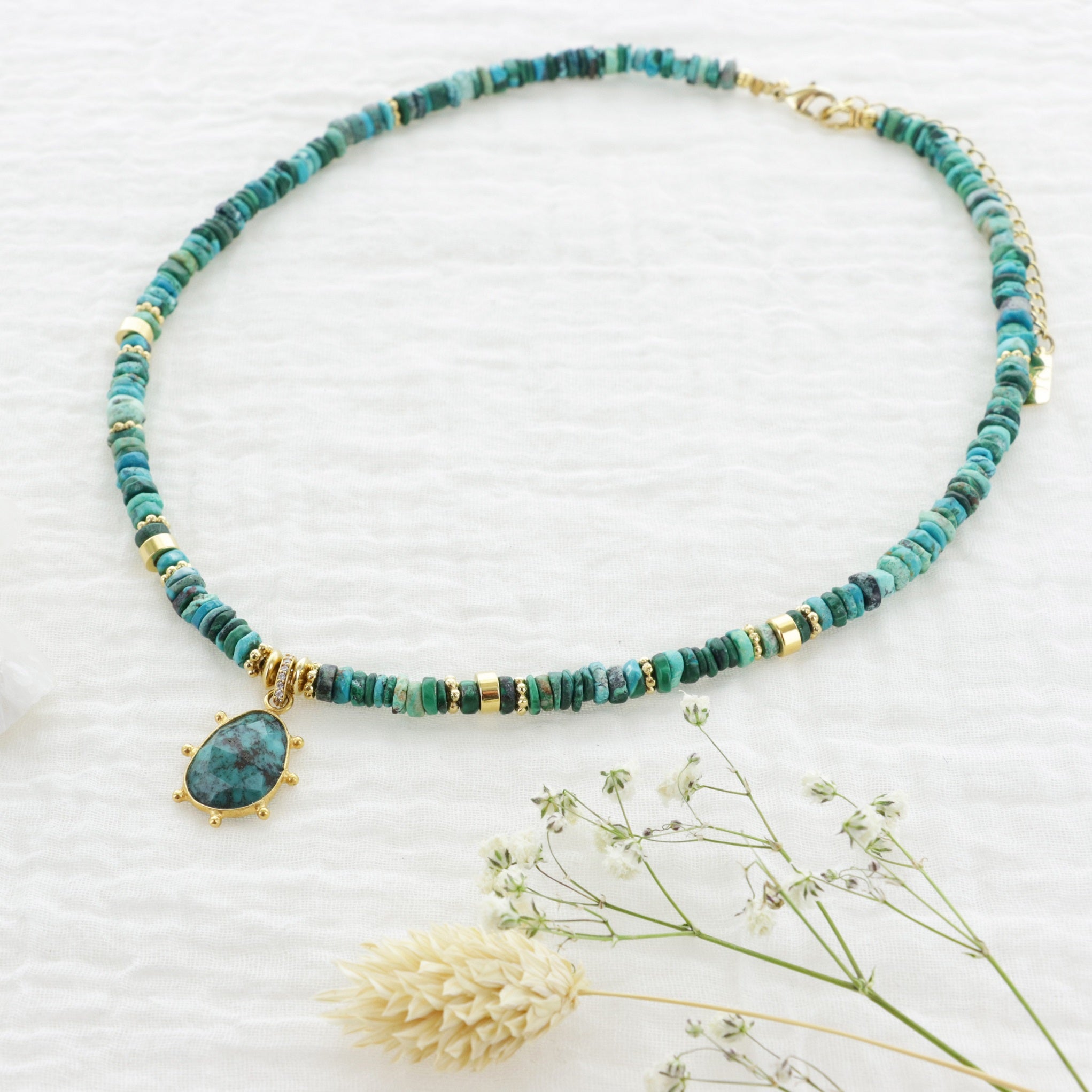 Leticia Ponti Héloïse choker pierre de lune plaqué or 38 cm