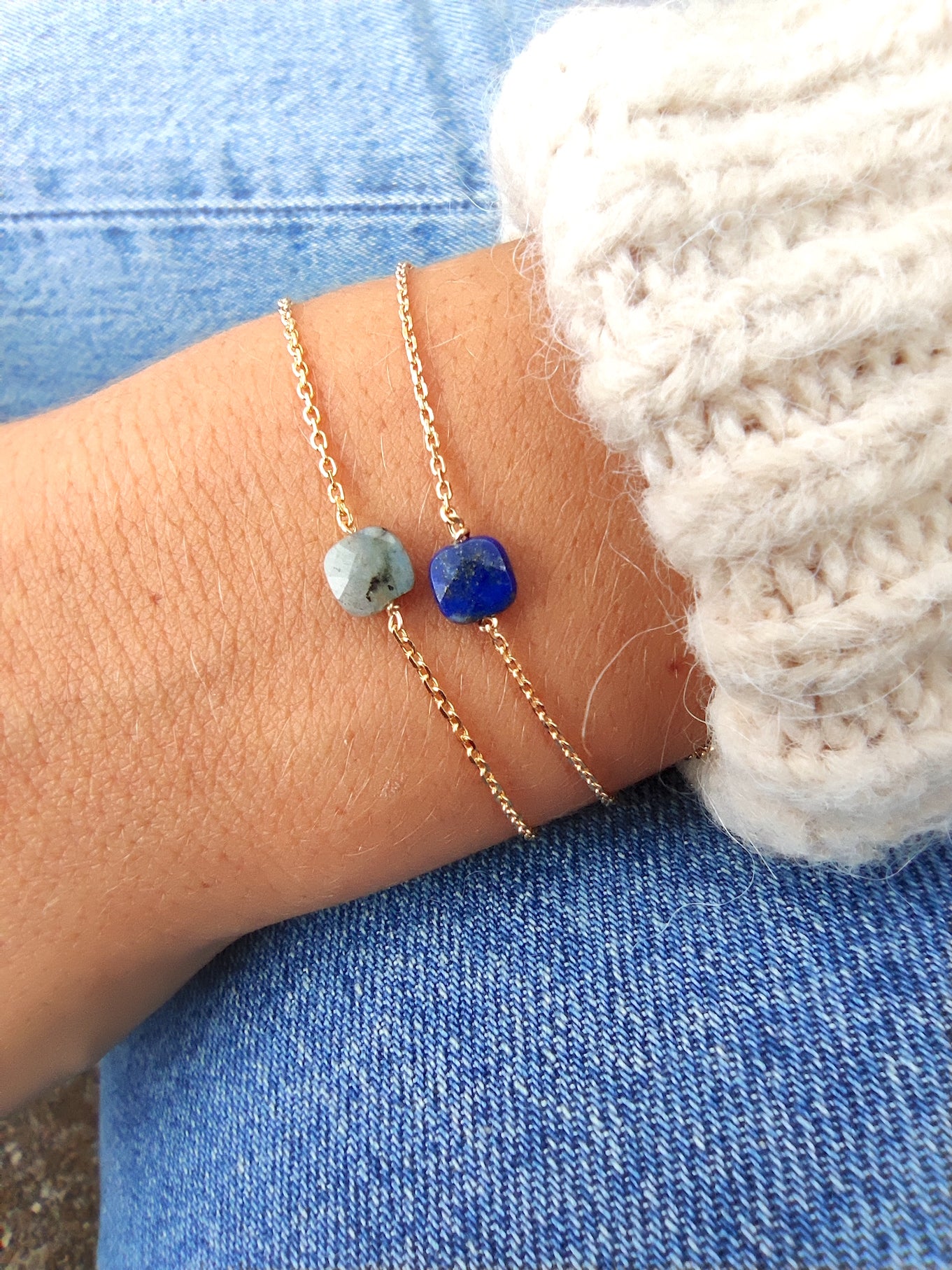 Ô PLUM Charlie Labradorite bracelet plaqué or pierre