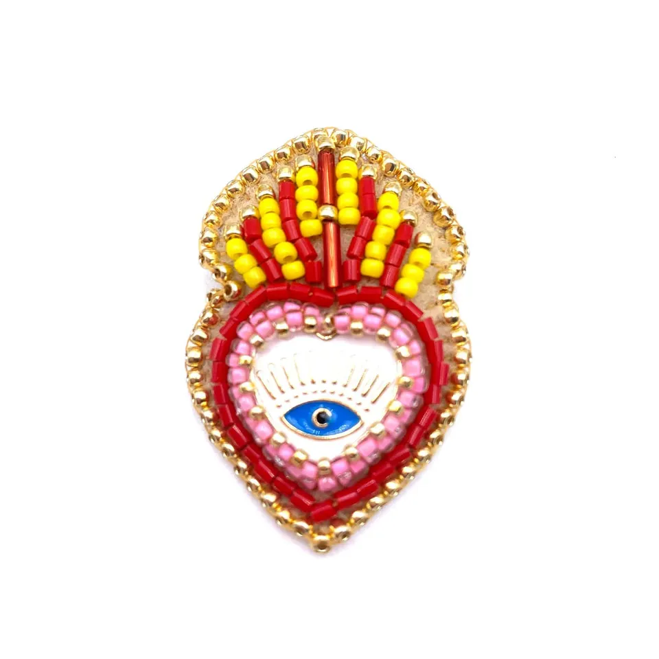 Hypnochic Ex Voto broche œil rouge feutrine perlée