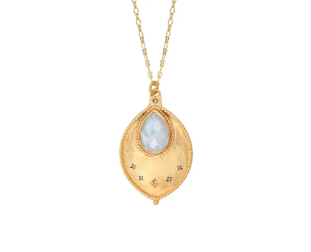 Leticia Ponti Alba Sautoir médaillon chaîne fine Labradorite