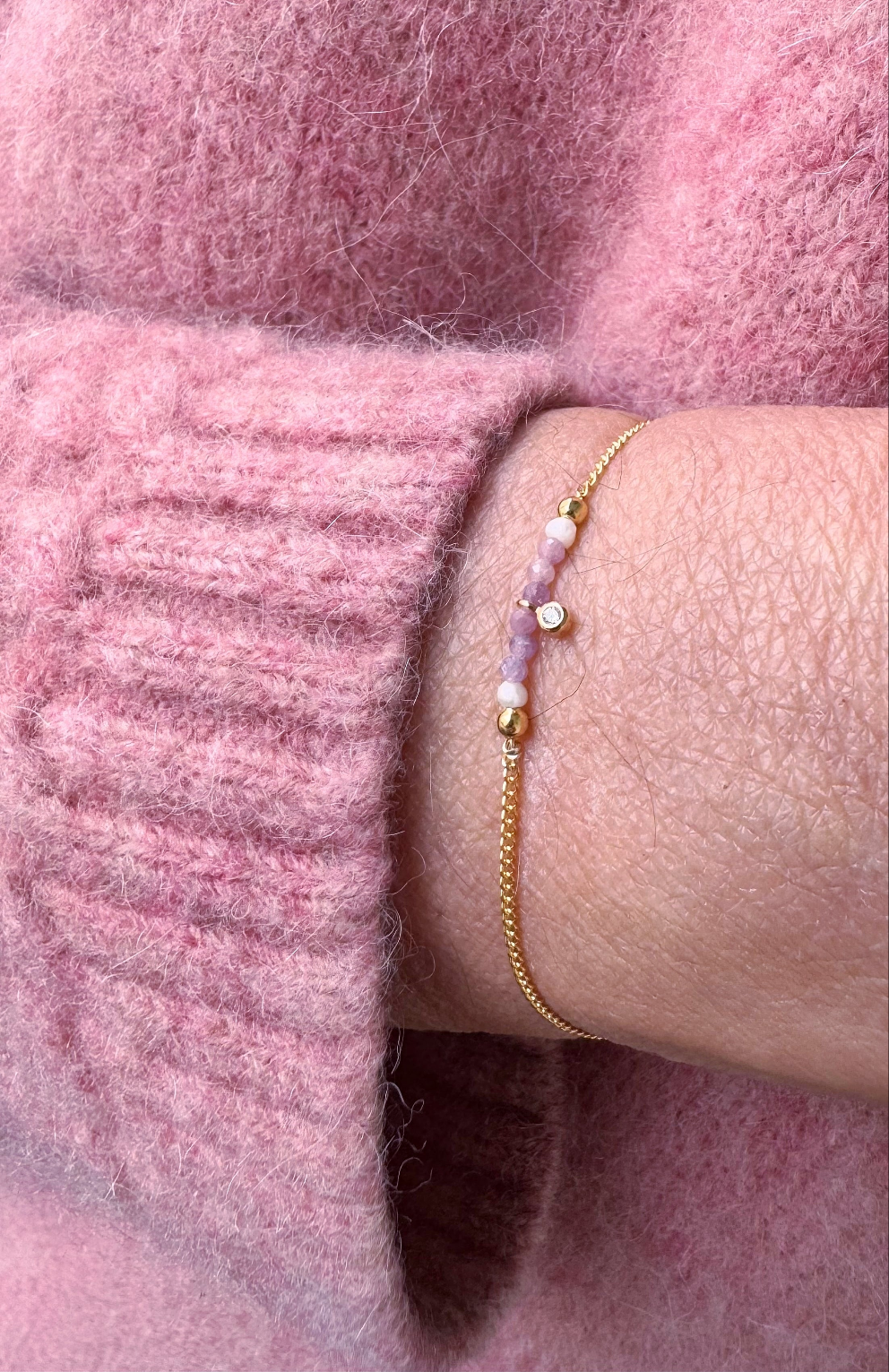 Ô PLUM Bracelet Rubis Zircon plaqué or rose adaptable