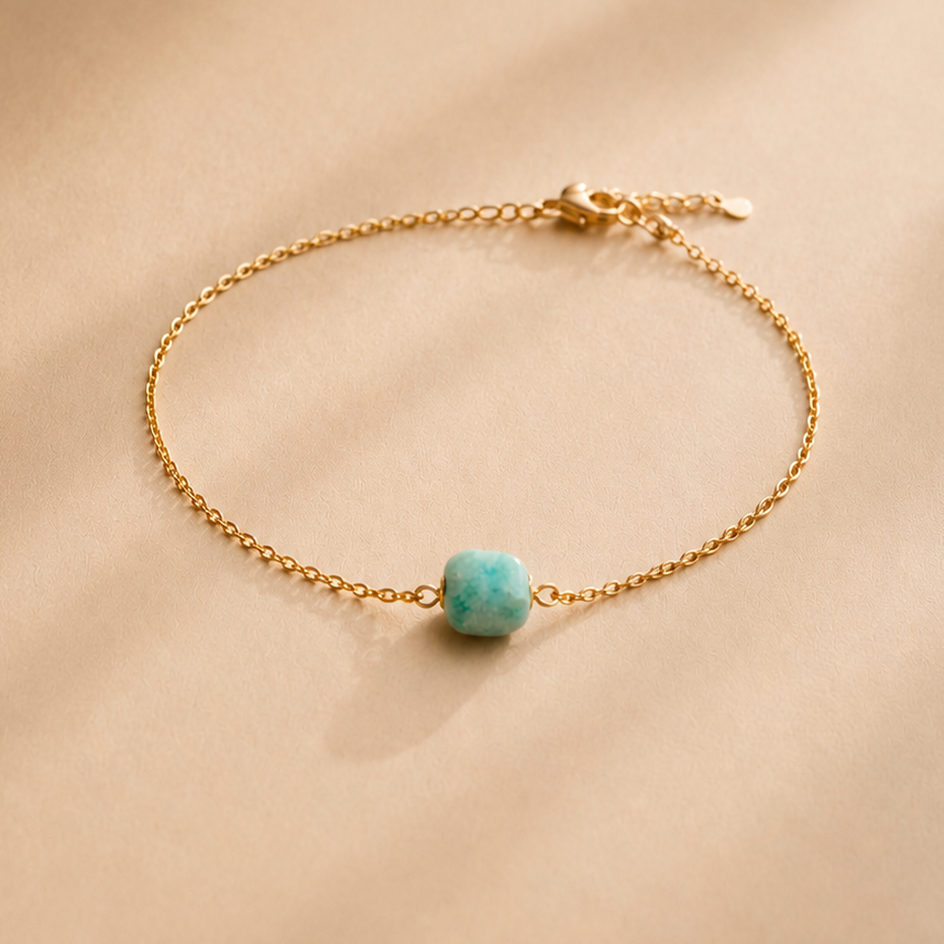 Ô PLUM Bracelets CHARLIE Amazonite bracelet plaqué or 15cm