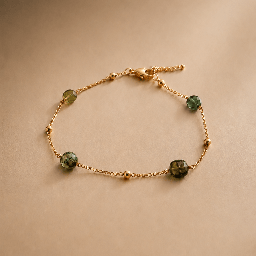 Ô Plum Héloise bracelet 4 tourmalines vertes plaqué or