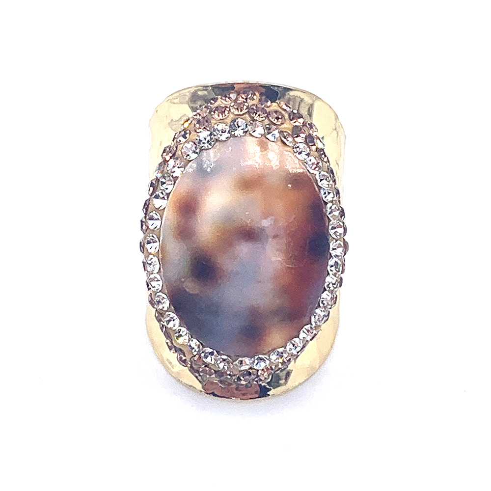 Hypnochic Léopard bague dorée strass ajustable