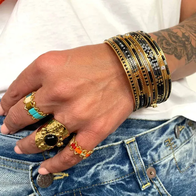 Hypnochic Symbols set 7 bracelets joncs dorés Miyuki