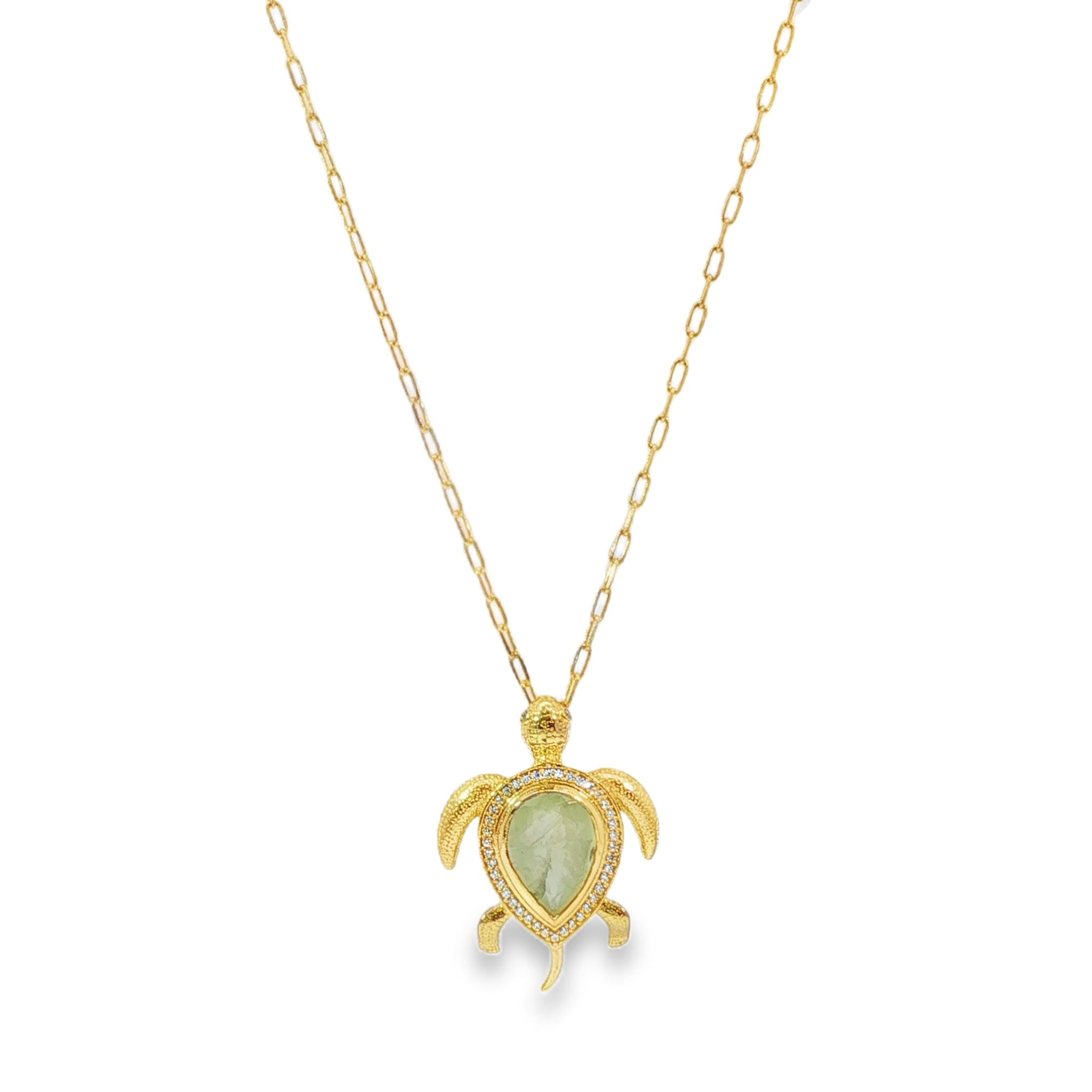 Leticia Ponti Tortue sautoir plaqué or quartz rose 70 cm