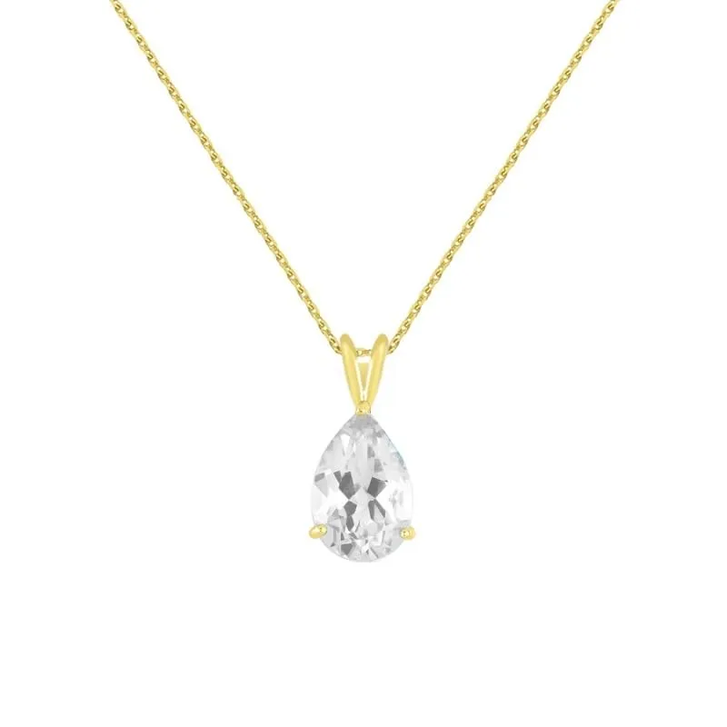 L'Atelier d'Azur Zirconium Goutte pendentif or jaune femme
