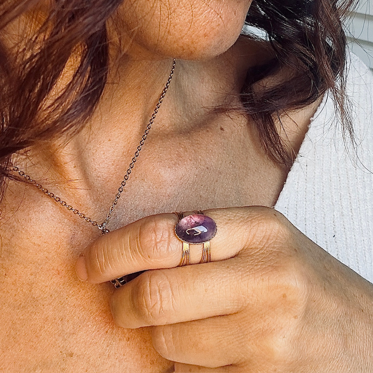 MAD SO CREATION Amia bague améthyste pierre naturelle ajustable