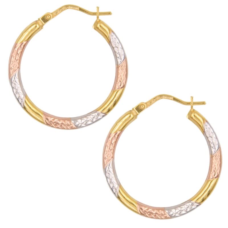 L'Atelier d'Azur Boucles 3 Ors Créoles Tricolore 9 Carats
