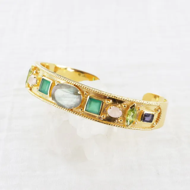 Leticia Ponti Olga manchette plaqué or labradorite